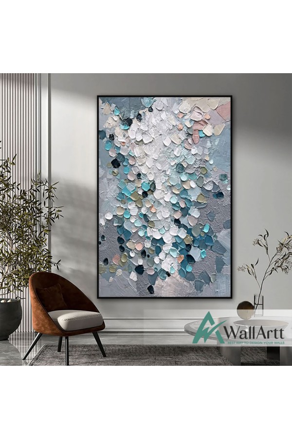 White n Blue Pieces 3D Heavy Textured Partial Oil Painting